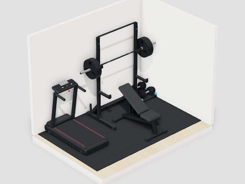4.5畳・予算30万円のホームジムの3D画像