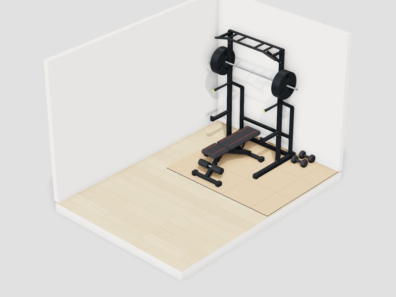 6畳・10万円以内のホームジムの3D画像