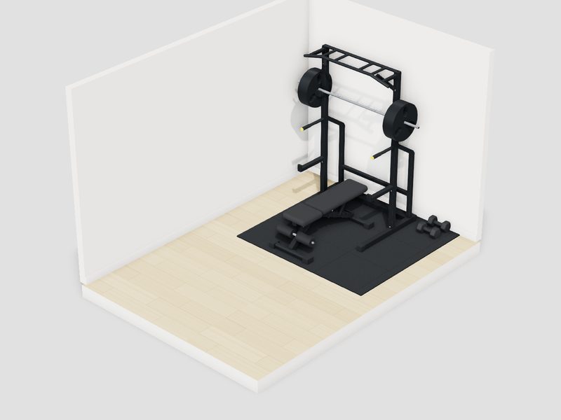 6畳・8万円以内のホームジムの3D画像