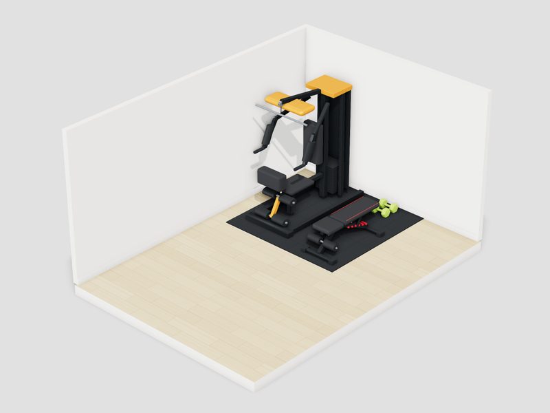 10畳・15万円以内のホームジムの3D画像