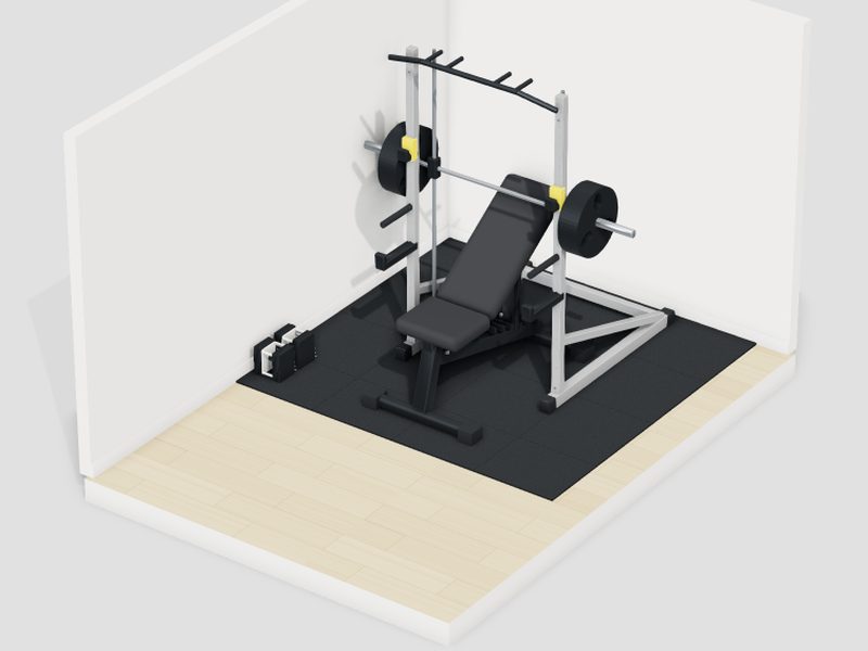 6畳・予算30万円のホームジムの3D画像