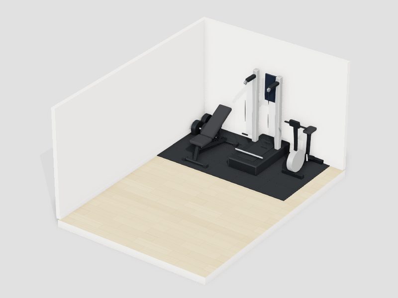 10畳・予算80万円のホームジムの3D画像