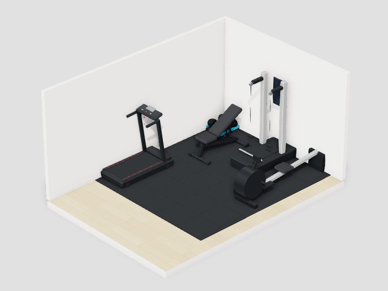 10畳・予算150万円のホームジムの3D画像