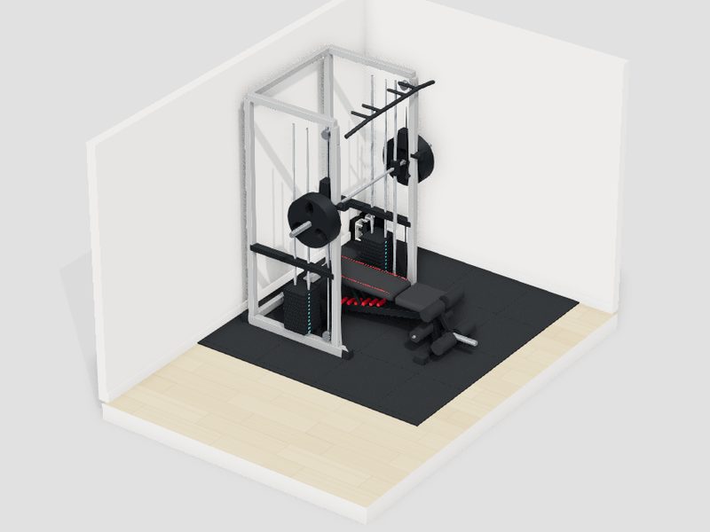 6畳・予算100万円のホームジムの3D画像