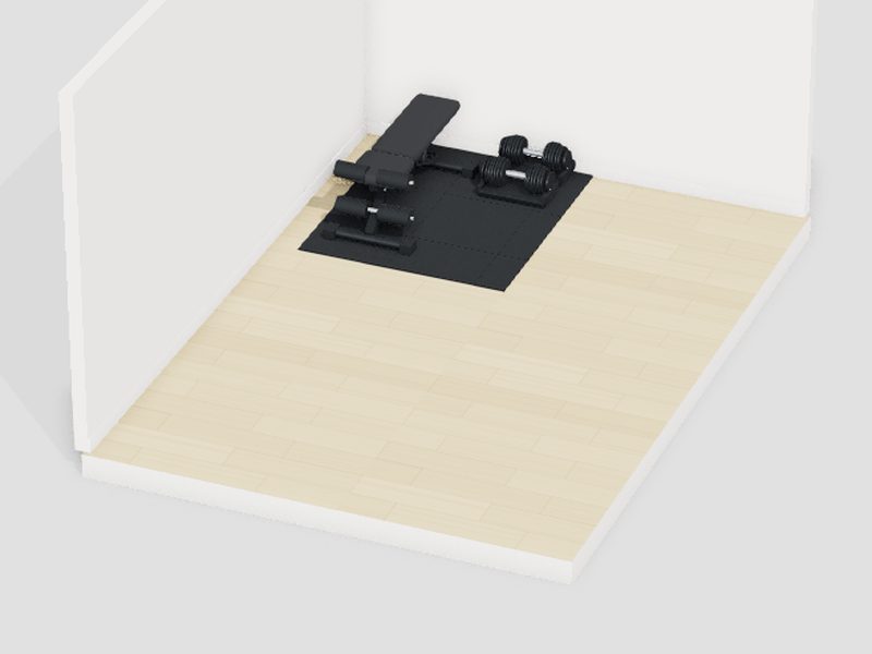 8畳・予算3万円のホームジムの3D画像