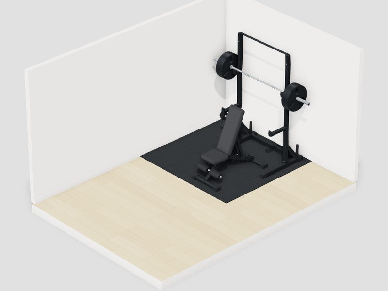 8畳・予算10万円のホームジムの3D画像
