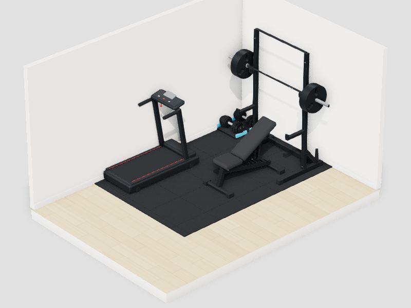 8畳・予算30万円のホームジムの3D画像