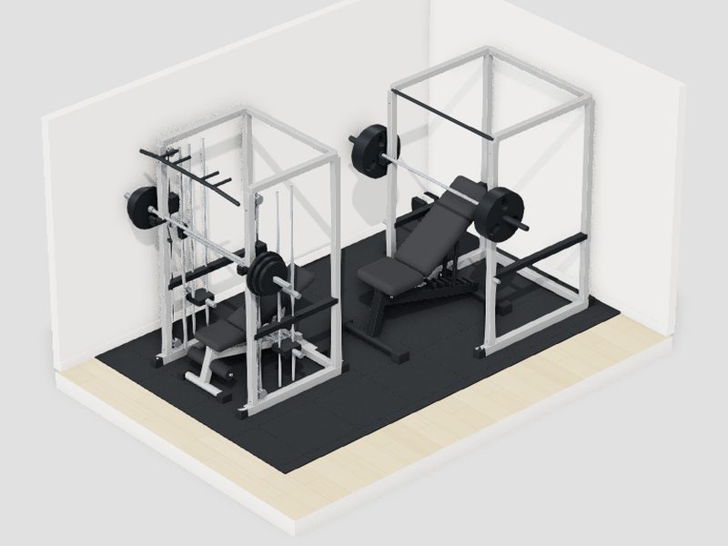8畳・予算100万円のホームジムの3D画像