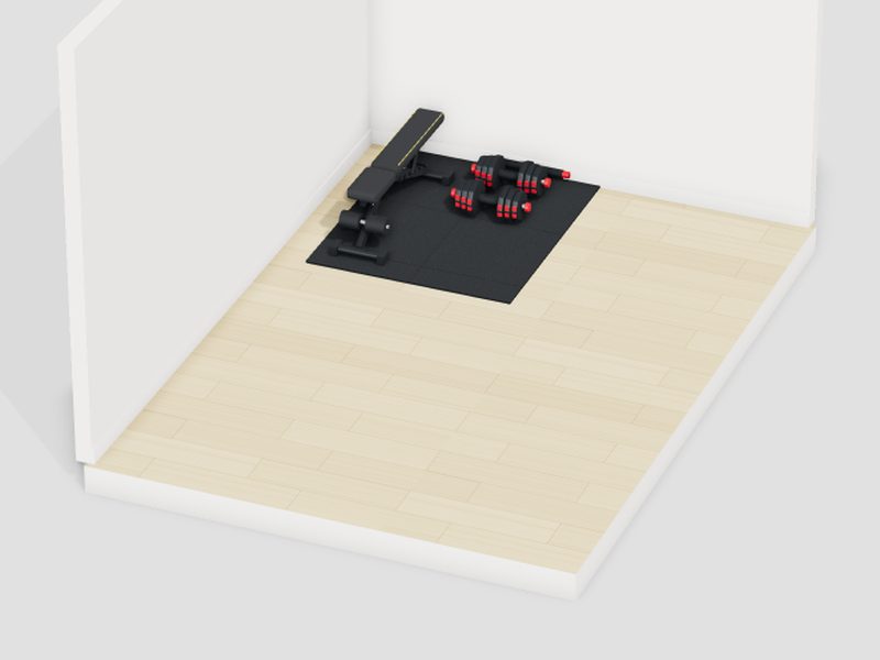 6畳・予算3万円のホームジムの3D画像