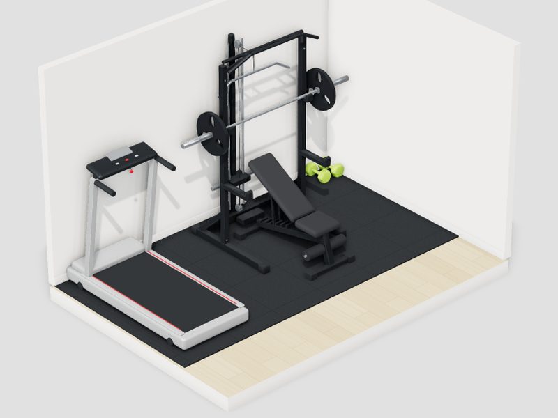 6畳・予算30万円のホームジムの3D画像