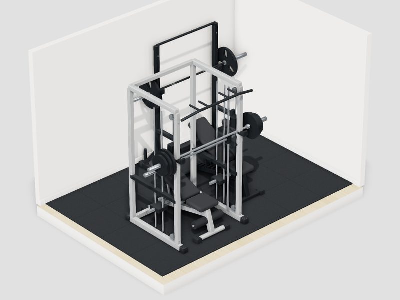 6畳・予算100万円のホームジムの3D画像