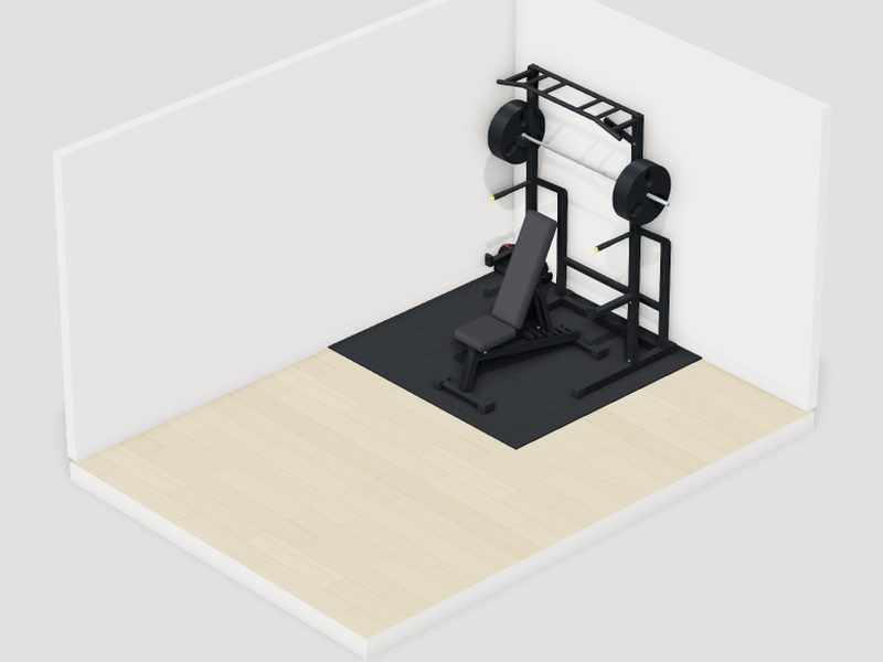 8畳・予算10万円のホームジムの3D画像
