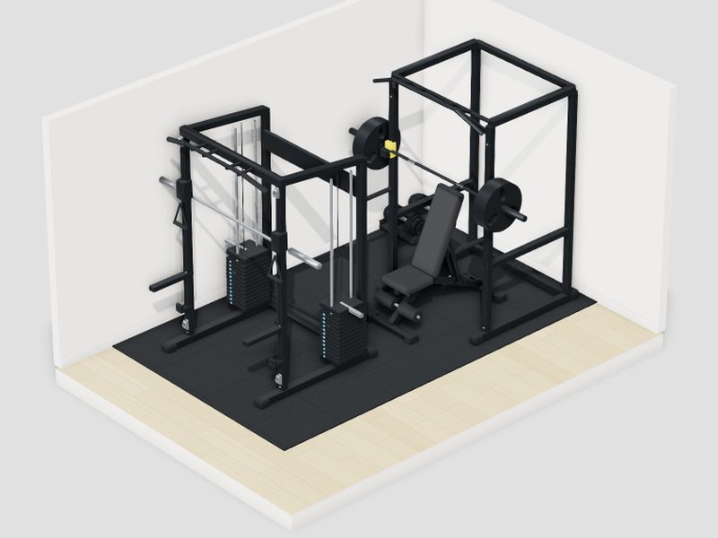 8畳・予算100万円のホームジムの3D画像