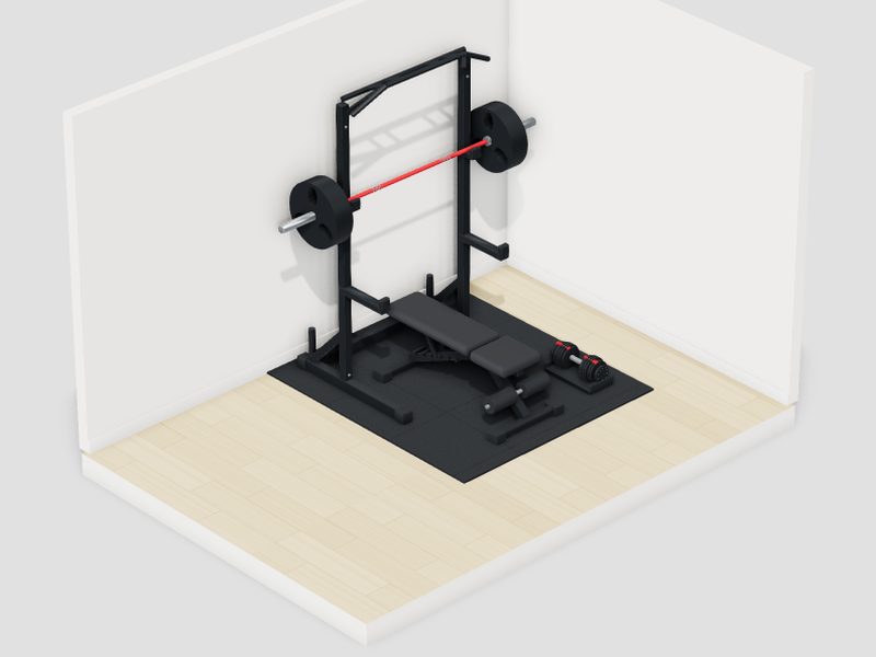 6畳・予算10万円のホームジムの3D画像