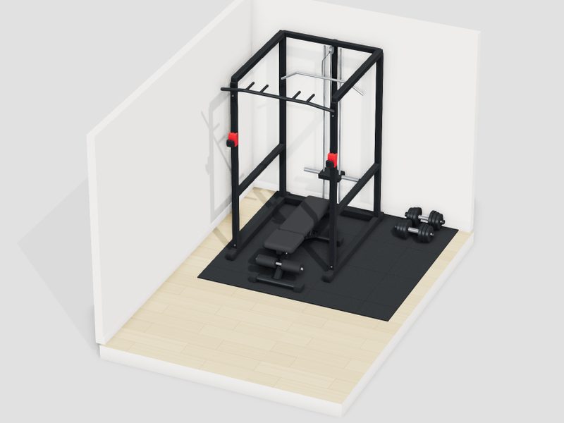 6畳・予算10万円のホームジムの3D画像
